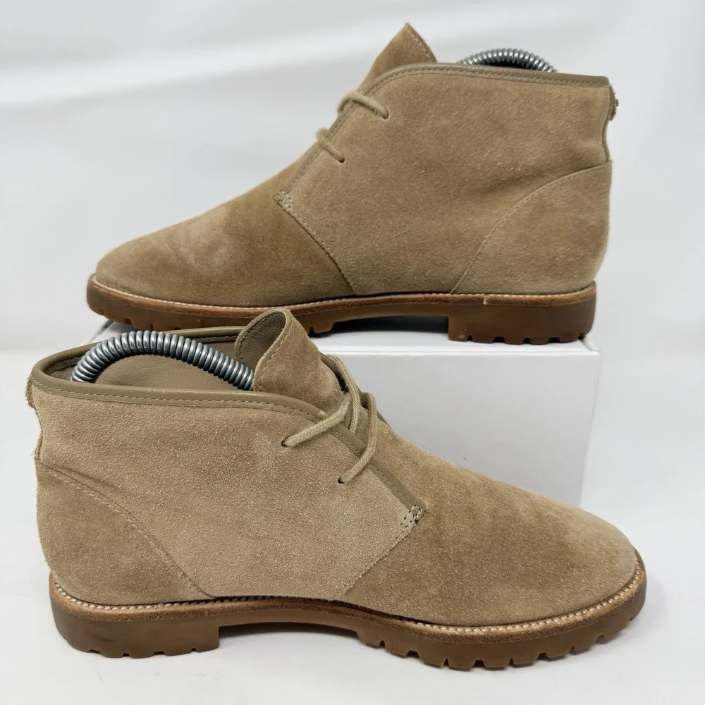 Tory Burch Westbury Women's 8.5M Chukka Booties Tan Suede Leather Laced 31158212